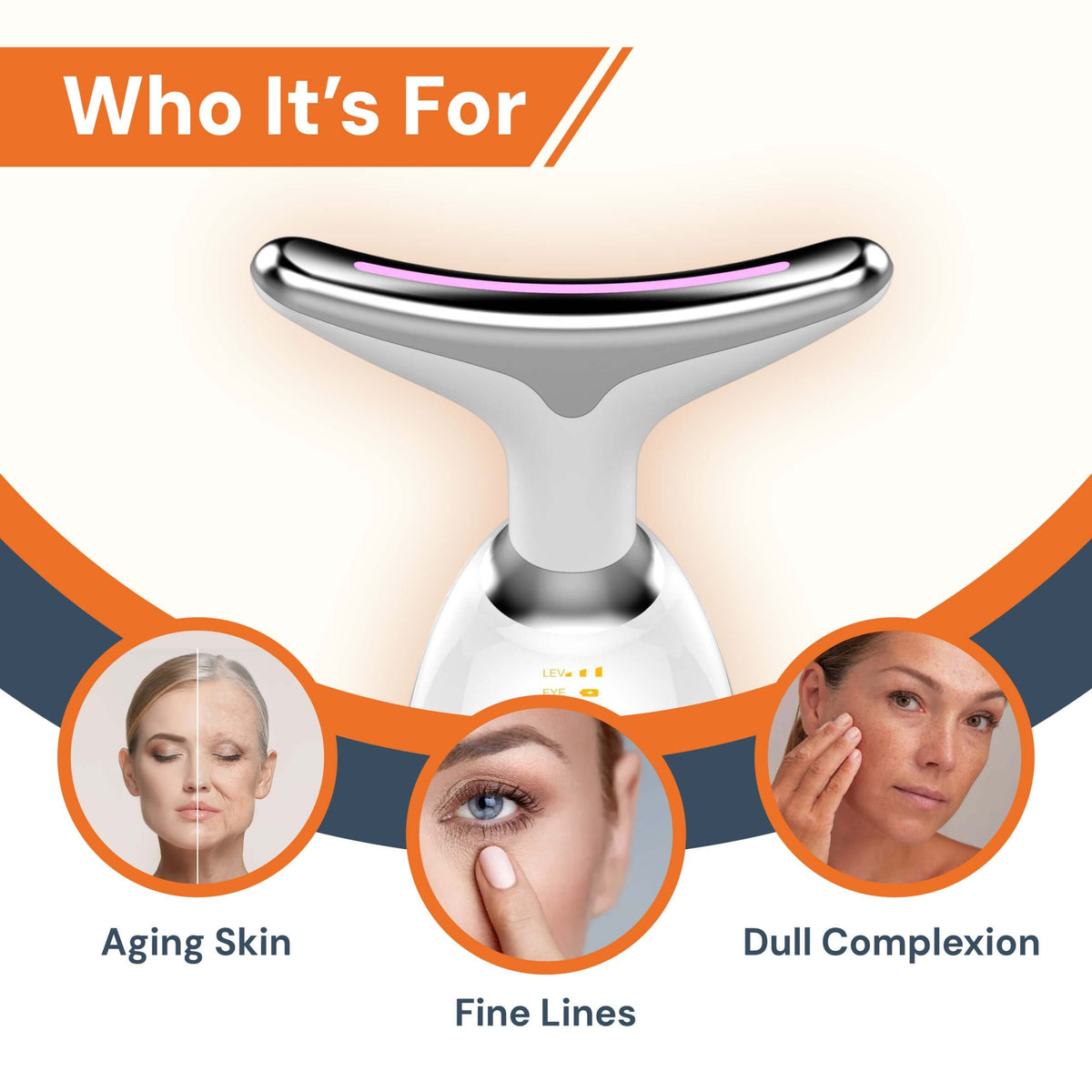 Face Massager - Anti-Aging, Skin Tightening & Wrinkle Reduction Device with 7 Colours & 3 Modes