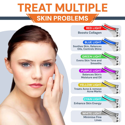 Face Massager - Anti-Aging, Skin Tightening & Wrinkle Reduction Device with 7 Colours & 3 Modes